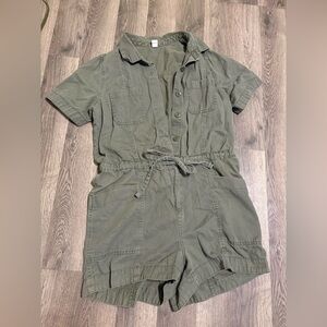 Olive Green Short Sleeve Romper